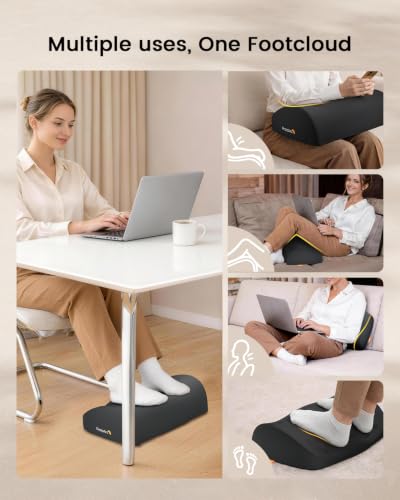 ProtoArc Ergonomic Office Foot Rest Under Desk with Massage Dots | Memory Foam Footrest Cushion for Natural Foot Positioning, Non-Slip Washable Cover, Carry Handle, for Home, Office & Travel