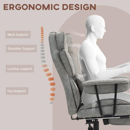 HOMCOM Massage Executive Office Chair 6 Vibration Points 400LBS Gray - color: Grey