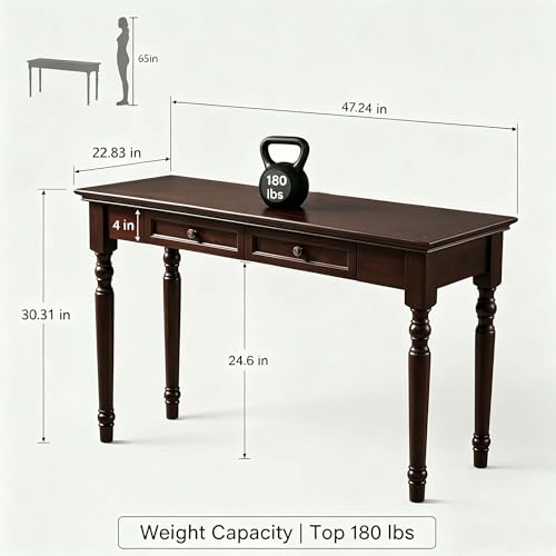 Walnut Writing Desks with Drawers, 47" French Country Style - color: Walnut, size: Standard-47 inches
