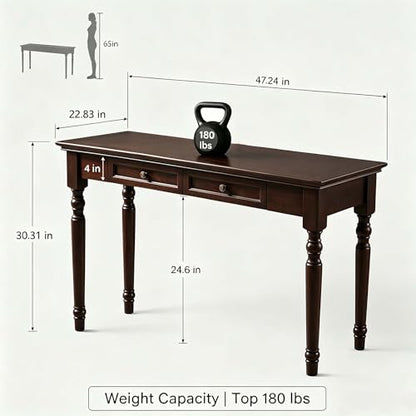 Walnut Writing Desks with Drawers, 47" French Country Style - color: Walnut, size: Standard-47 inches