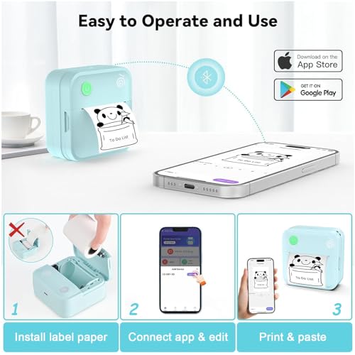 lopevi Label Maker Machine Portable Label Printer with Multiple Templates Wireless BT Label Maker for Home Office School Organization (Blue)