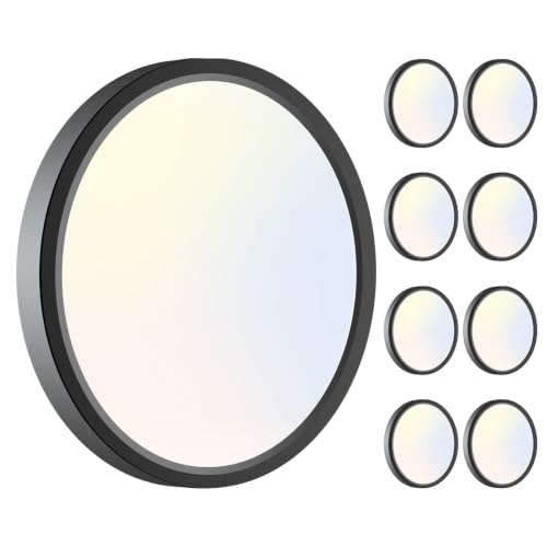 hepside Dimmable Flush Mount Ceiling Light Fixture Black, 3000/4000/6500K Ceiling Lamp, 7.5INCH 15W 1500LM Low Profile Light for Bedroom, Kitchen, Bathroom, Hallway, 8 Pack Black - color: Black, size: 7.5Inch-8pack