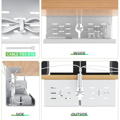 KEEGH 16 in Under Desk Cable Management Tray, Capacity Cable Tary, 3 Pack - color: White, size: 3 Pack