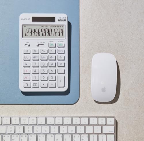 14 Digits Desktop White Calculator with a Bright LCD, Dual Power Handheld Desktop. Color. Business, Office, High School - color: WHITE-3