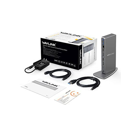 WAVLINK USB 3.0 Dual 4K@60Hz Laptop Docking Station for Thunderbolt 5/4/3, USB-C/A Windows, MacOS(Mac M1-M5,MacBook Neo), ChromeOS (2X HDMI, 2X Display Port, LAN, 6 USB 3.0, Audio)