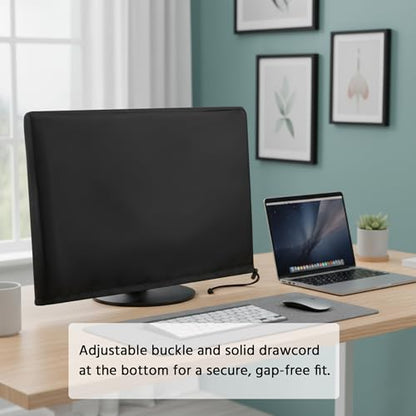 Monitor Dust Cover Heavy Duty Anti-tear Full Body Protective Case Universal for 38-40" Computer LED LCD Screen Wih Adjustable Bottom Tight Rope Black -39Wx18Hx3.5D in - size: 38"-40" in