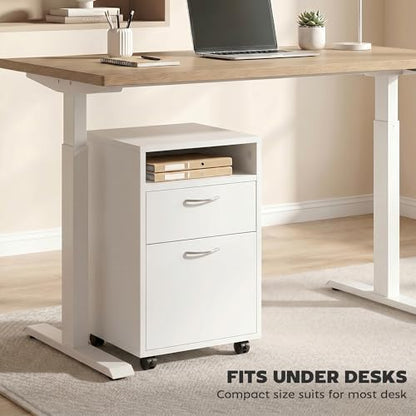 HOMCOM Mobile Storage Cabinet Organizer, Bathroom Drawer Cabinet, White | Printer Stand, Castors - color: White