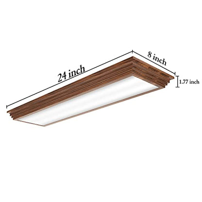 2FT LED Light Fixture with 3000K/4000K/5000K CCT Selectable Dimmable 2 Foot LED Linear with Wooden Look 30W 3300LM Flush Mount Ceiling Wraparound for Kitchen, Bedroom, Laundry - size: 2FT | 1 Pack
