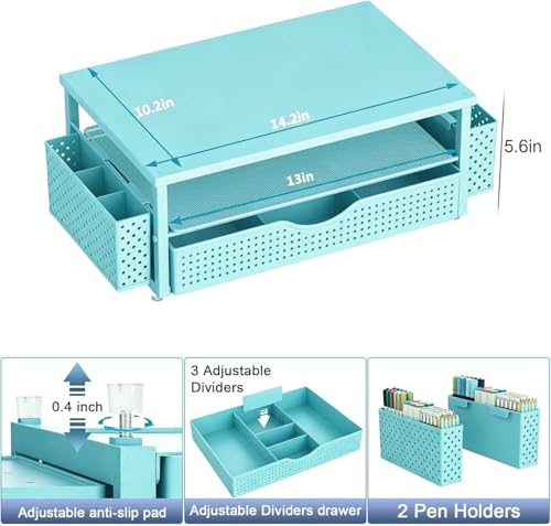 Spacrea Desk Organizers and Accessories, Printer Stand with Storage, Blue - color: Blue