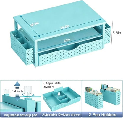 Spacrea Desk Organizers and Accessories, Printer Stand with Storage, Blue - color: Blue