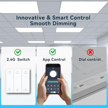 AIKVSXER 2x4 LED Flat Panel Light with App & Wireless Switch Control 6Pack