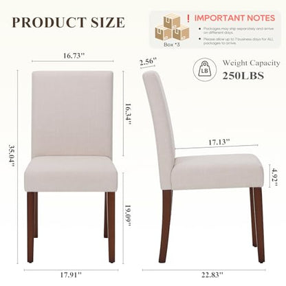 MALOL Upholstered Dining Chairs Set of 6, Fabric Dining Room Chairs, Modern Wooden Dining Chair, Kitchen Side Chairs, Farmhouse Dinner Chair with High Back for Kitchen, Beige - color: Beige, size: Set of 6