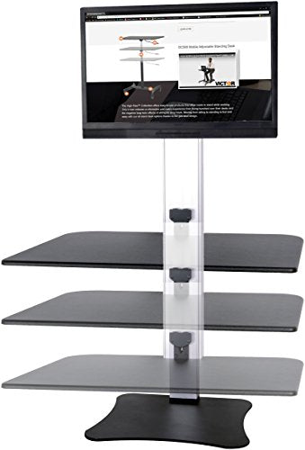 Victor High Rise Electric Sit-Stand Standing Desk Converter with Single Monitor Stand - Height Adjustable Office Desk Workstation for Home, 28" x 23" Work Surface, Black - size: Single Monitor