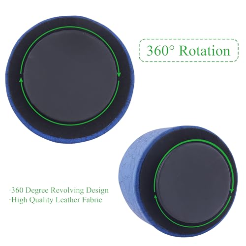 Round Leather Art Supply Organizer,Remote Control Holder,360 Degree Spinning,Multi-Functional Pencil Holder,4 Compartments Desktop Stationary Organizer(1-Lace Flower Blue) - color: 1-Lace Flower Blue