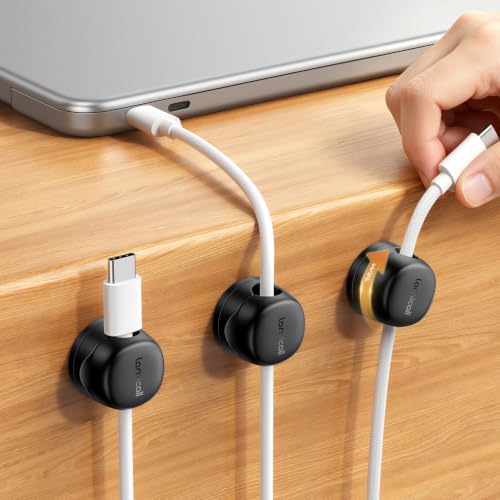 Lamicall 6 Pack Rotating Magnetic Cord Organizer Clips Cable Management - color: Matte Black - Rotatable