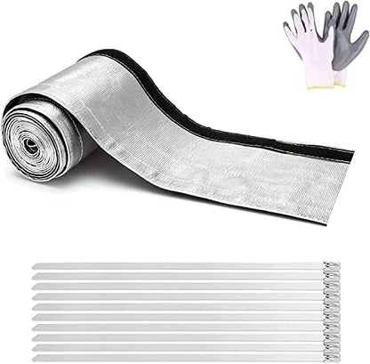Heat Shield Sleeve Fuel Line Wire Sleeve for Ultimate Heat Protection, 1" I.D. x 10FT with 10PCS Stainless Steel(304) Cable Ties - Silver - color: Silver, size: 1ID*10FT