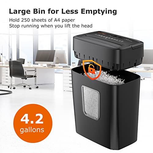 Bonsaii 6-Sheet Micro Cut Paper Shredder for Home, P-4 Security Level | Shreds Credit Cards, Mail, Staples & Paper Clips, 4.2-Gal Bin, Small Shredder for Home Office, C261-D - size: Microcut 6 Sheet