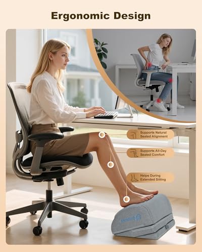 Comfier Foot Rest Under Desk at Work with Heat,Vibration,Foot Heater Foot Warmer,3 Height Under Desk Foot Rest for Office Chair,Gaming Chair Footstool, Ergonomic Heated Footrest,Computer Desk Use - color: Off-gray