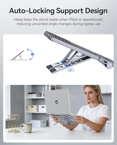 ORICO Portable Laptop Stand for Travel & Desk, Foldable 3-in-1 PN1, Gray - color: Gray