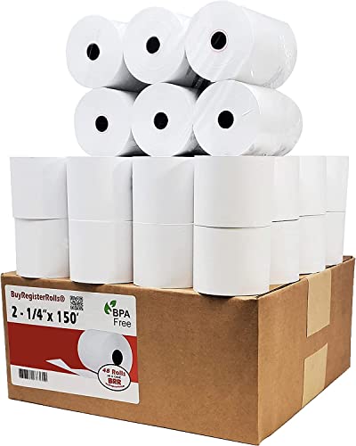 (50 Rolls) 2 1/4 x 150 ft White Adding Machine Tape Paper Rolls Premium One Ply Register/Adding Machine/Calculator Paper Rolls Printing Calculator 10 Key