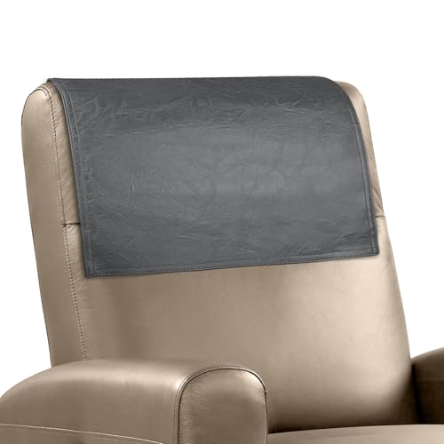 Recliner Headrest Protector Faux Leather Headrest Cover for Recliner Chair Couch Headrest Cover for Furniture Sofa Protector Chair Arm Covers for Home Office 17 x 27In(Dark Grey) - color: Dark Grey, size: 43x69 Cm
