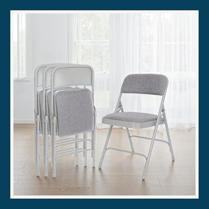 OEF Furnishings OEF2200 Series Heavy-Duty Premium Fabric Padded Upholstery Double-Hinged Folding Chairs (4-Pack, Slate Gray) - color: Grey