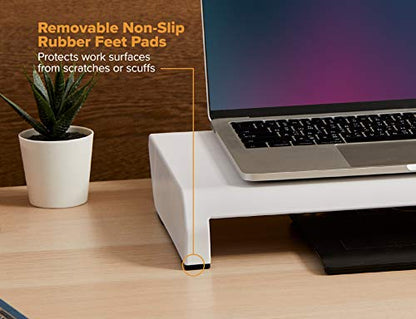 Bostitch Office Konnect Adjustable Monitor Stand Riser, 4 Height Adjustments, Built-In Cable Management, Rubber Feet - White - color: White, style: Laptop Stand