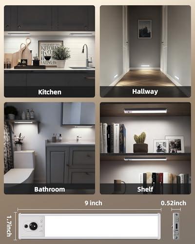 EZVALO Under Cabinet Lighting with Charging Station, Rechargeable Motion Sensor Light Indoor, Dimmable Closet Lights Wireless, 6500K, Motion Activated Under Counter Lights for Kitchen,Pantry(3 Pcs) - color: Cool White
