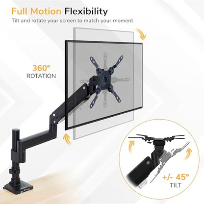 Mount-It! Ultrawide Monitor Arm, Heavy-Duty Gas Spring Desk Mount for 17–35” Curved Screens up to 33 lbs, Full Motion Height Adjustable Monitor Arm with USB 3.0 & Audio Ports, VESA 75/100/200