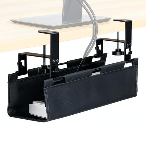 VIVO Black Clamp-on 16 in Fabric Cable Management Tray, DESK-AC16F-C - size: 16"