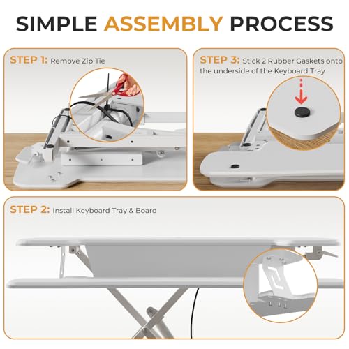 JOY worker Standing Desk Converter, 35" Height Adjustable Desk Riser, White - color: White, size: 35 inches