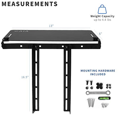 VIVO 13 inch Over Under VESA Monitor Shelf Mount, Holds Media Devices, Speakers, Routers, and More, Fits VESA 75mm, 100mm, 200mm, Black, MOUNT-SF01M