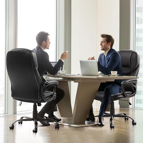 Yaheetech Executive Office Chair High Back PU Leather Adjustable Seat Black - color: Black