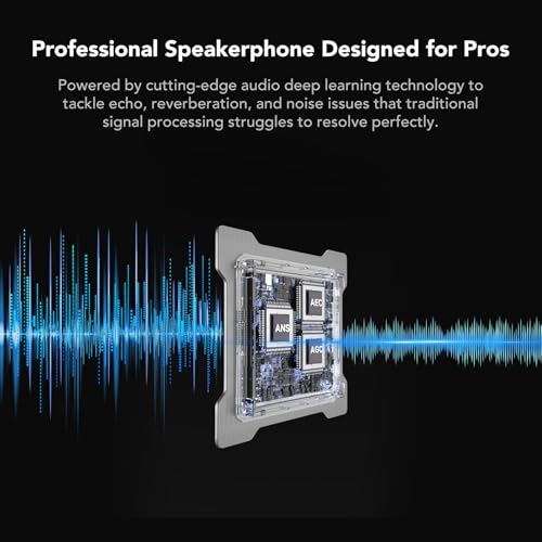 NUROUM A45 Conference Speaker and Microphone, 6 AI Noise Cancelling Mics, 360° 16ft Voice Pickup, Daisy Chain, Bluetooth/USB Speakerphone with Dongle, Compatible with Zoom/Teams/Google Meet