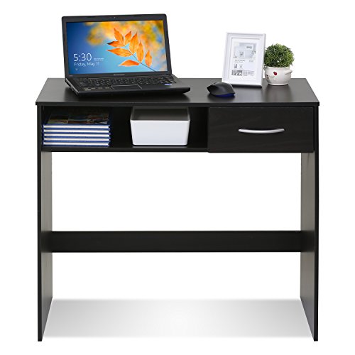 FURINNO JAYA Computer Study Desk with Drawer, Brown - color: Espresso, size: With Drawer, 32.2 in. x 15.5 in.