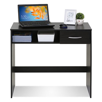 FURINNO JAYA Computer Study Desk with Drawer, Brown - color: Espresso, size: With Drawer, 32.2 in. x 15.5 in.