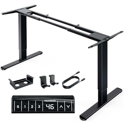 HUANUO Dual Motor Electric Standing Desk Frame, 265 lb Capacity, Black | T-Shaped Legs Fit Desktops Up To 90 X 31.5 Inches; Height-Adjustable Frame For Home Offices - size: 2-stage