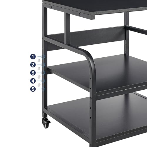 Fannova 25.6"x23.6" Extra Large Printer Stand with Adjustable Storage Shelf - color: Black, size: 25.6"W x 23.6"D x 30.9"H