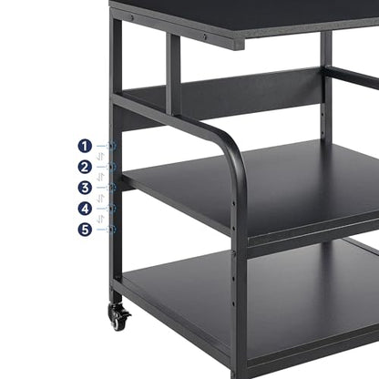 Fannova 25.6"x23.6" Extra Large Printer Stand with Adjustable Storage Shelf - color: Black, size: 25.6"W x 23.6"D x 30.9"H