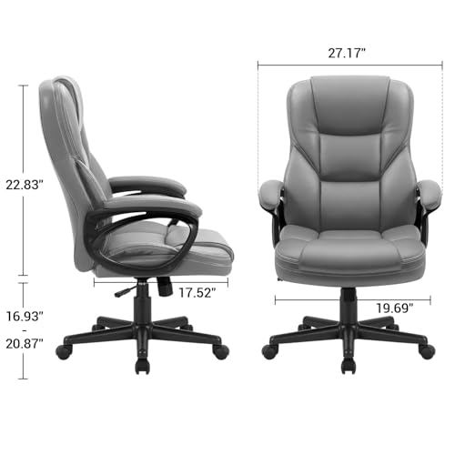 Furmax Office Executive Chair High Back Adjustable Managerial Home Desk Chair, Swivel Computer PU Leather Chair with Lumbar Support (1, Gray) - color: Grey