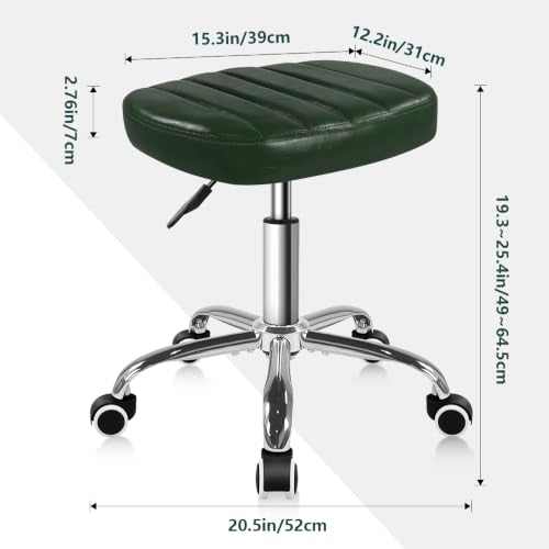 BFTOU Minimalist Square Swivel Stool with Wheel for Work SPA Shop Massage Height-Adjustable and Cost-Effective Rolling Stool Chair (Green) - color: Green