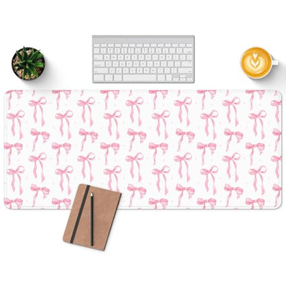 Large Computer Mouse Pad with Non-Slip Base for Desktop, Cute Gaming Mouse Mat with Stitched Edges, Long Extended Anime Mousepad for Laptop, 31.5 x 11.8 inches (Cute Ribbon Bow) - color: Cute Ribbon Bow