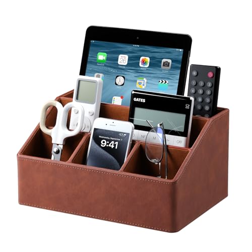 Desk Organizer Caddy Nightstand Organizer Desk Caddy Remote Holder - color: Brown