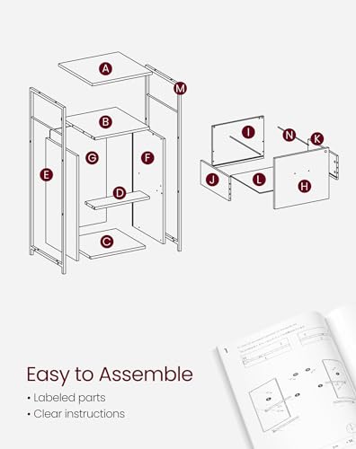VASAGLE 2-Drawer File Cabinet with Lock, Open Shelf, Printer Stand | For A4 and Letter Sized Files, Adjustable Feet, Industrial, Rustic Brown and Black, BARNET Collection UOFC045B01V1
