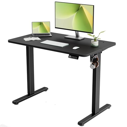 40"x24" Standing Desk, Height Adjustable Sit-Stand Home Office, Black | Electric Adjustable Standing Desk, Sit to Stand Computer Office Desk with Splice Board, Memory Preset, Lifts 28.7''-46.5" - color: Black Frame-black, size: 40-inch