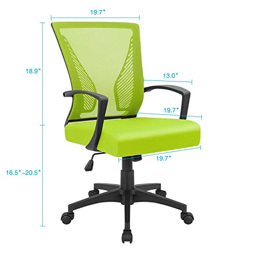 Furmax Office Chair Ergonomic Computer Desk Mesh Chair Mid Back Swivel Lumbar Support with Armrest (1, Cyan) - color: Cyan
