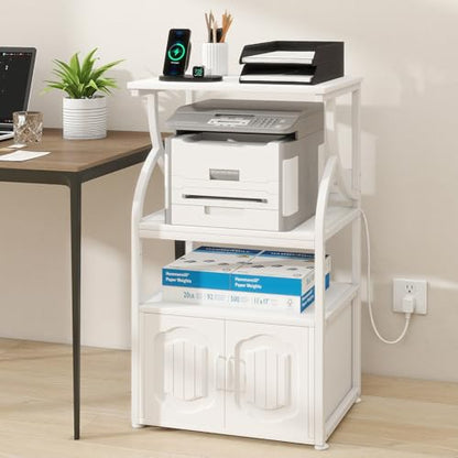 Natwind 4 -Tier Rolling Printer Stand with Power Outlet,23.6"x15.8",White - size: Style B
