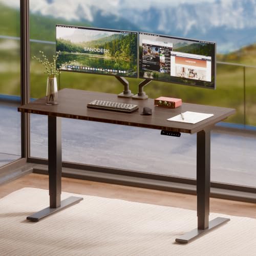 SANODESK Solid Bamboo Dual Motor Standing Desk, 220 lbs, 48×24 - color: Walnut Bamboo+black Frame, size: 4824