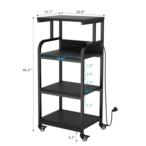 VOWNER 4-Tier Tall Printer Stand with Power Outlet and 4 Lockable Wheels