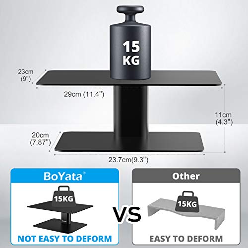BoYata Monitor Stand, Adjustable Height Metal Desktop Riser, Black - color: Black